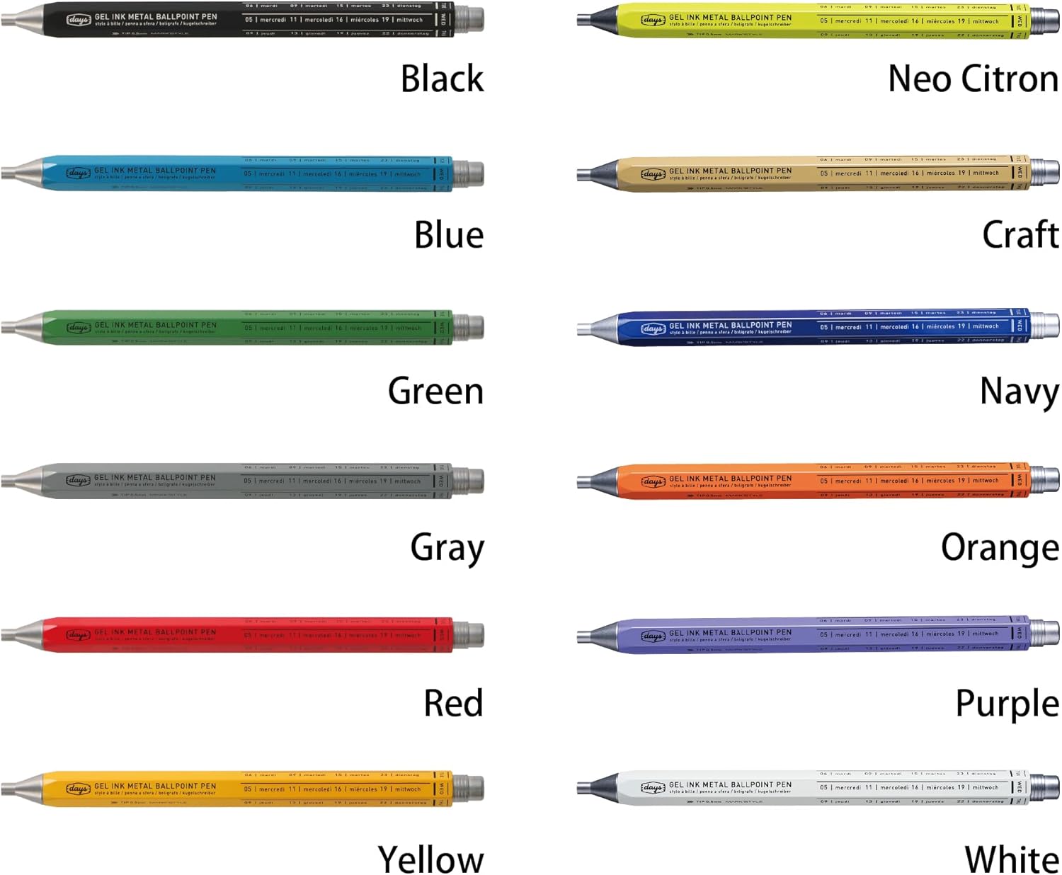 Mark's Style Days Gel Ink Metal Ballpoint Pen,0.5mm