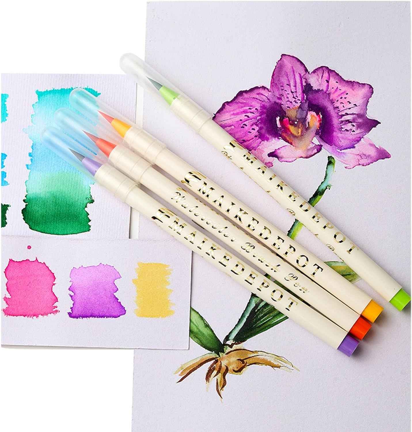 MAIKEDEPOT 48 Colors Watercolor Brush Pens with 2 Blending Brush