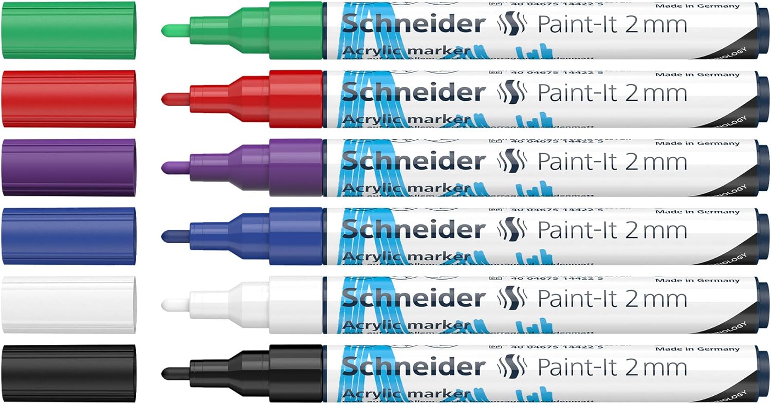 Schneider Paint-It 310 Acrylic Marker Set 2mm 6 Color Pack A