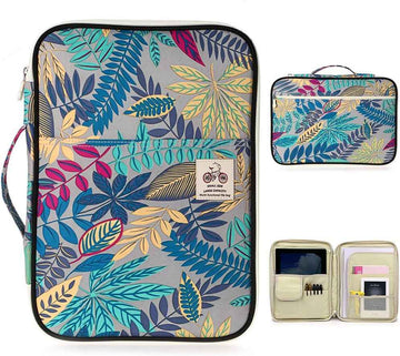 A4 Document Bags Portfolio Organizer-Zippered Case Green+grey