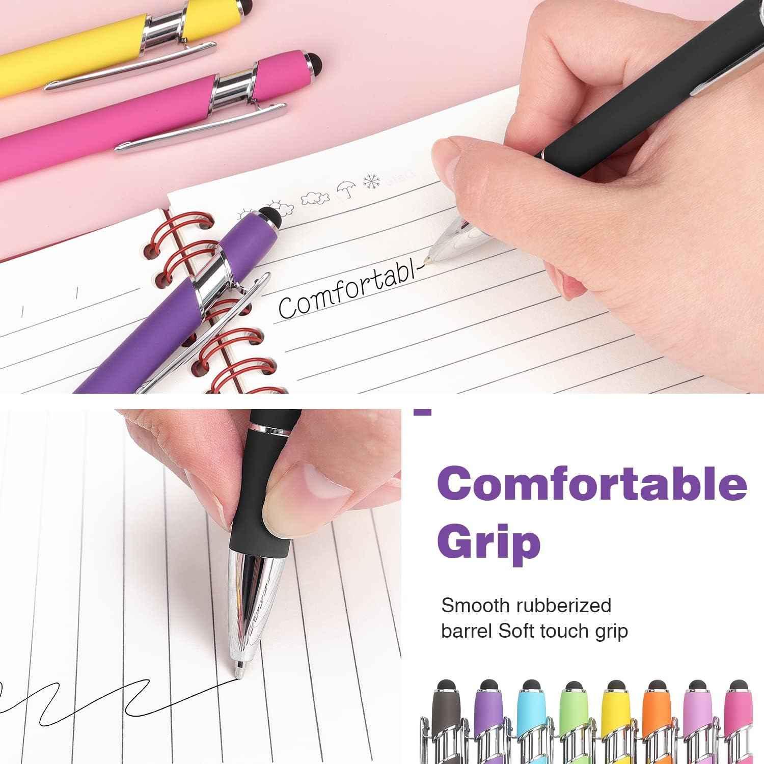 2-in-1 Stylus Retractable Ballpoint Pen with Stylus Tip,1.0mm Black Ink