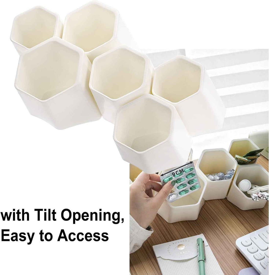 Hexagonal Creative Pen Holder Desktop Wall-Mounted White