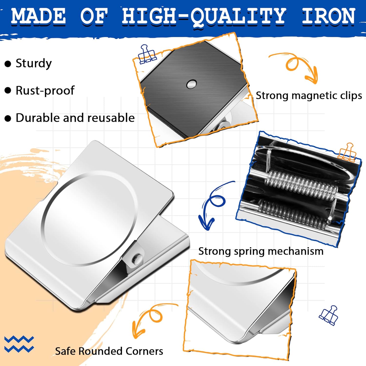 Large Magnetic Clips Heavy Duty 4 Pack