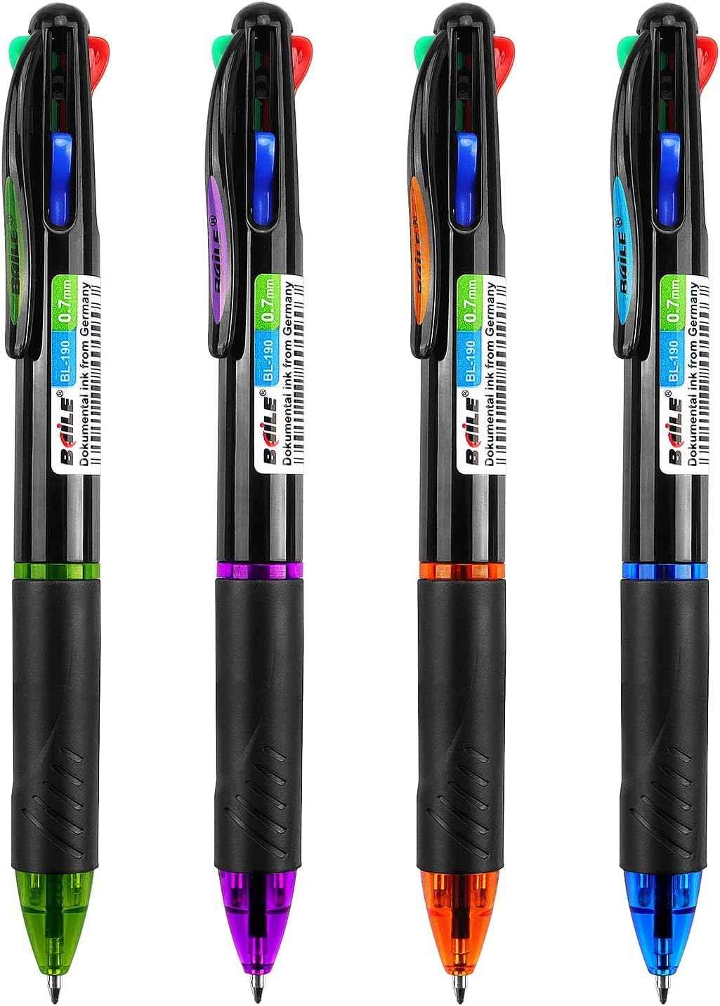 Multicolor Ballpoint Pens 4in1 0.7mm Retractable Gift Pens 4