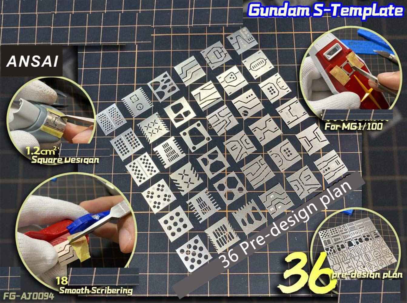 36PCS Carving Auxiliary Ruler Stainless Steel Drill Hole Detail Maker