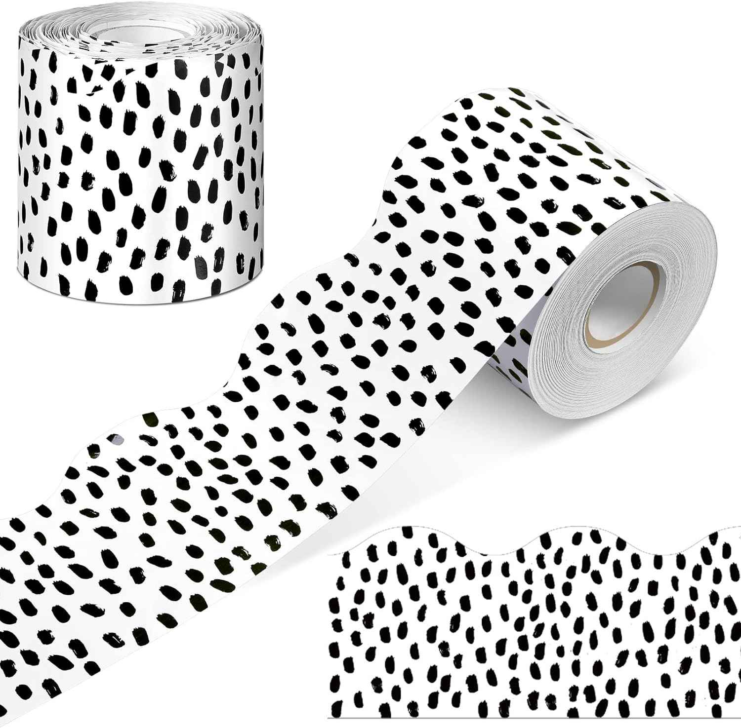 65 Feet Bulletin Board Dots Decorative Trim Borders Wavy Black Dot