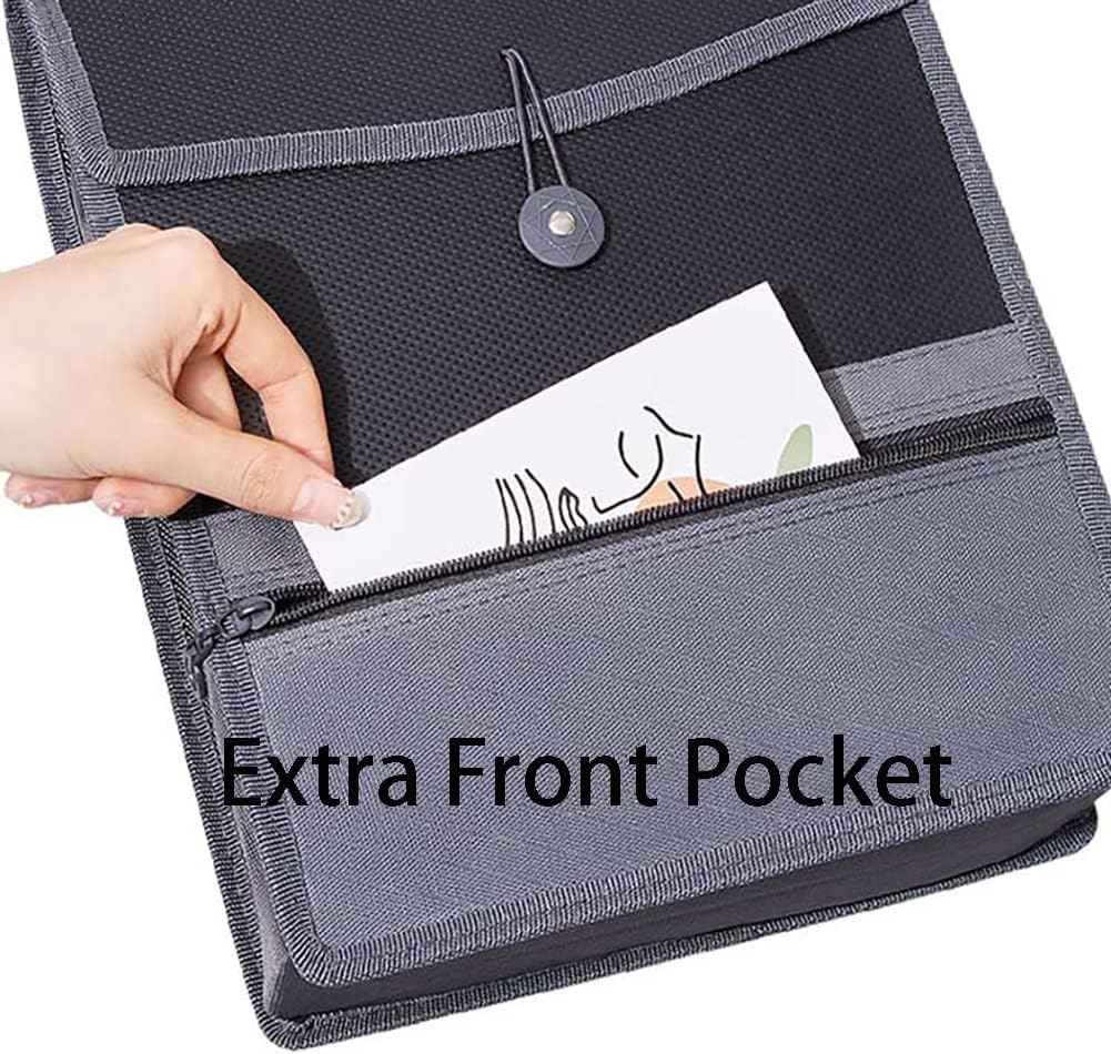 4 Pack Vertical File Folders with Front Zip Pocket,A4/Letter Size Black
