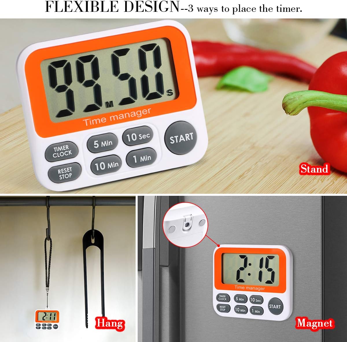 PURSUN PS-395 Digital Countdown Kitchen Timer for Gym Students