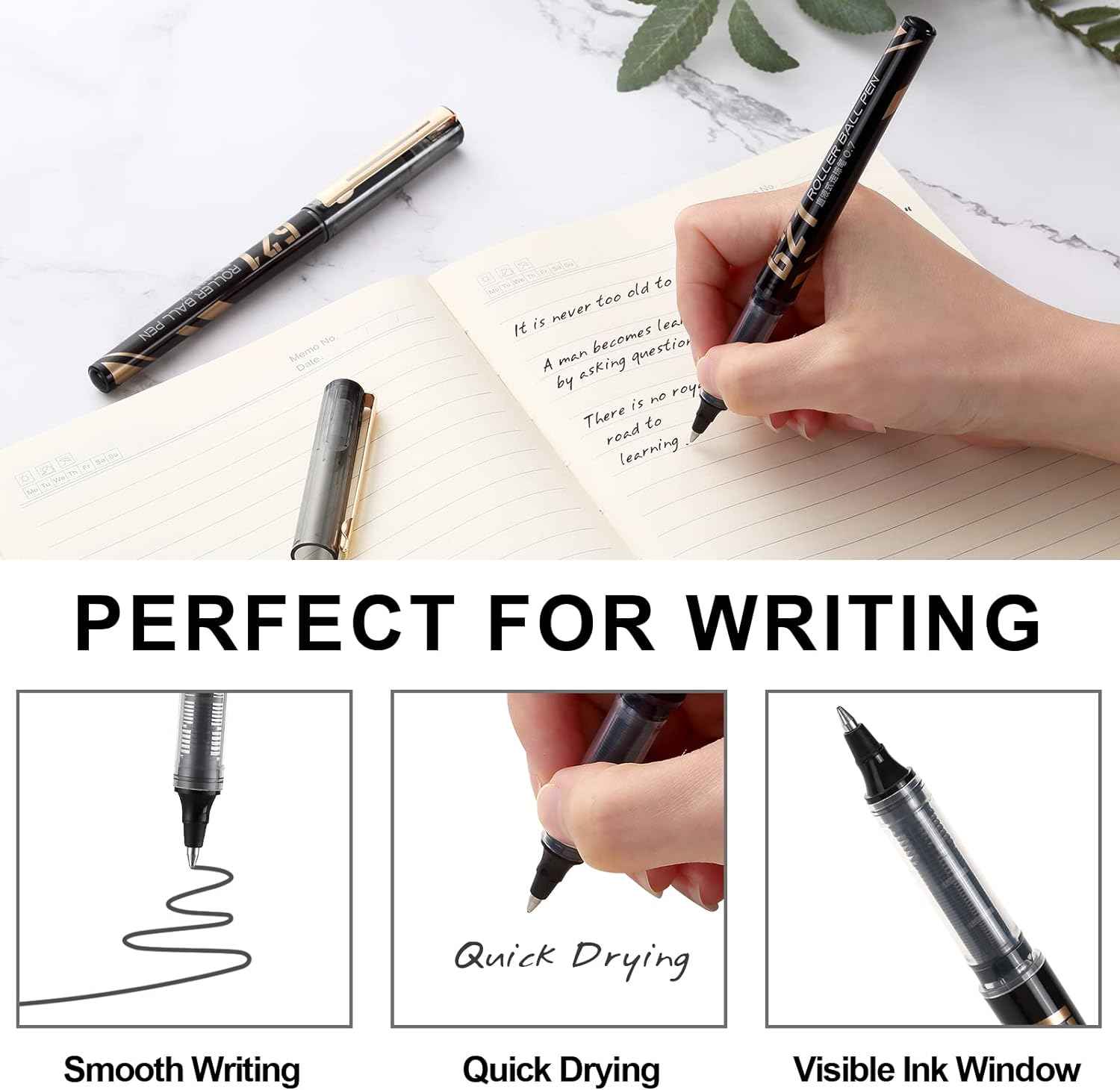 Comix 621 Rollerball Pens,Black Liquid Ink, 0.7mm Medium Point