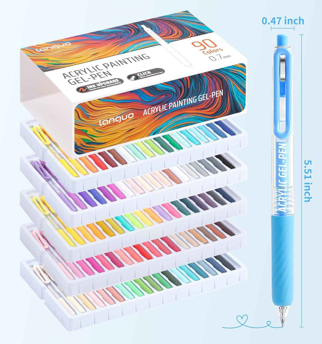 Languo 90 Colors Retractable Colored Pens 0.7mm for Coloring Drawing
