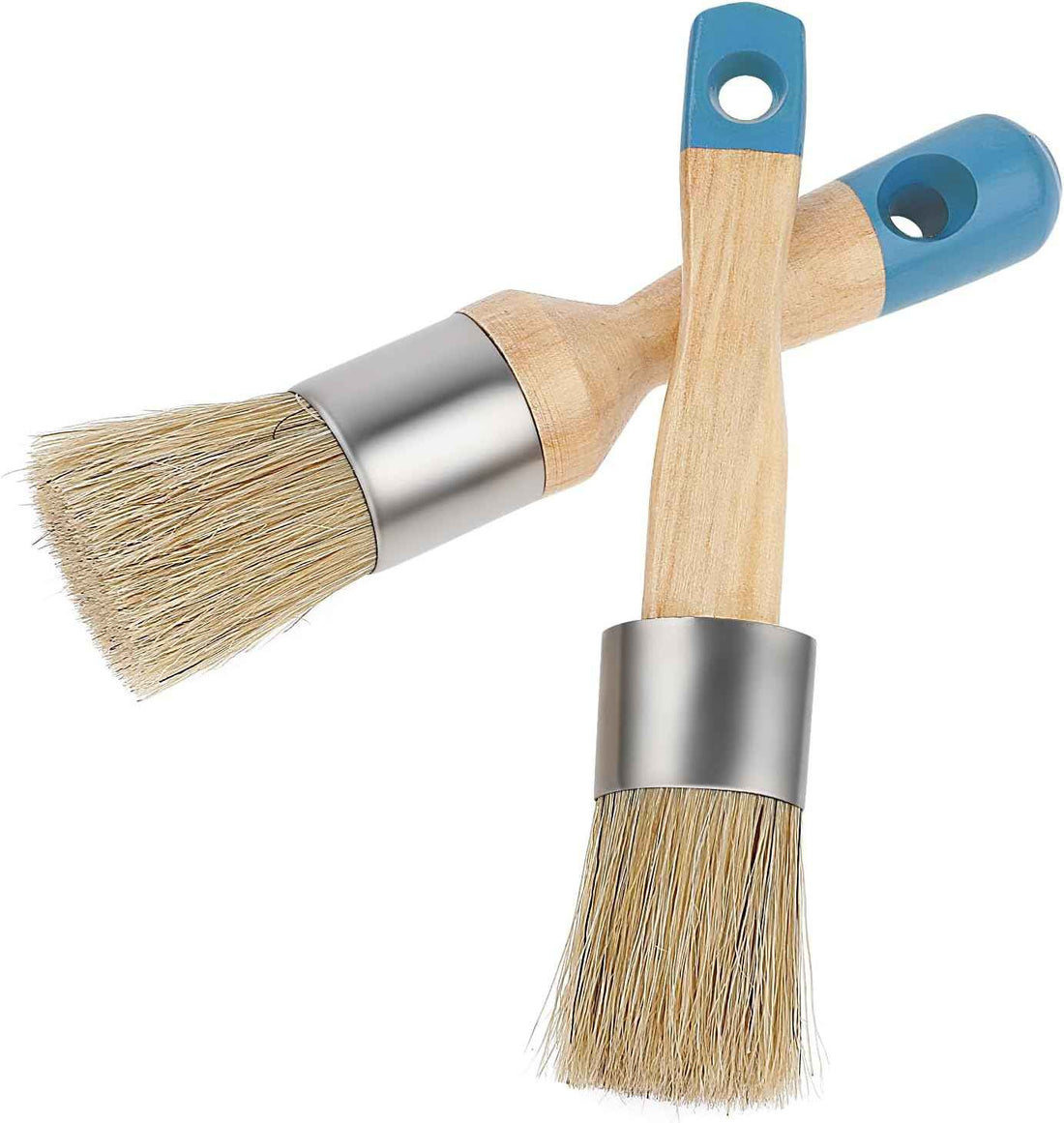 2 Pack Chalk and Wax Paint Brush Tool Flat and Round Blue