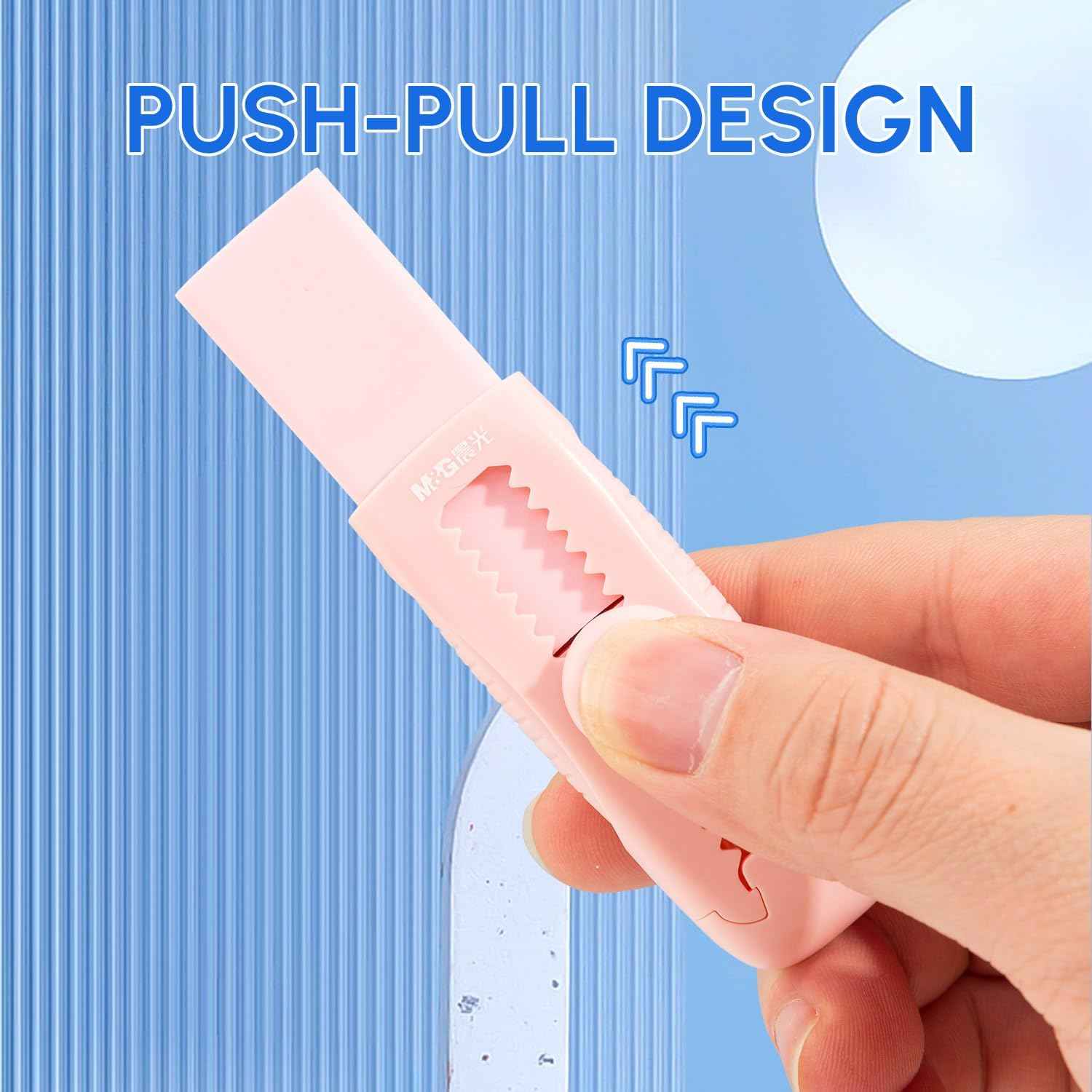 M&G 4+1 Pack Sliding Retractable Eraser with Sleeve and 4 Refill Erasers