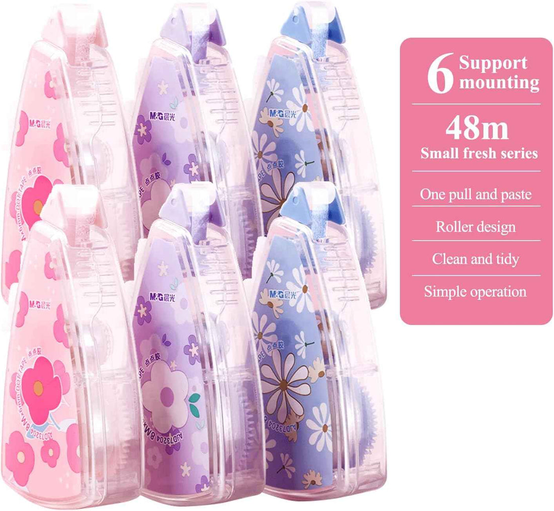 M&G Double Sided Glue Transparent Tape Roller,48M/157FT,6 Pack