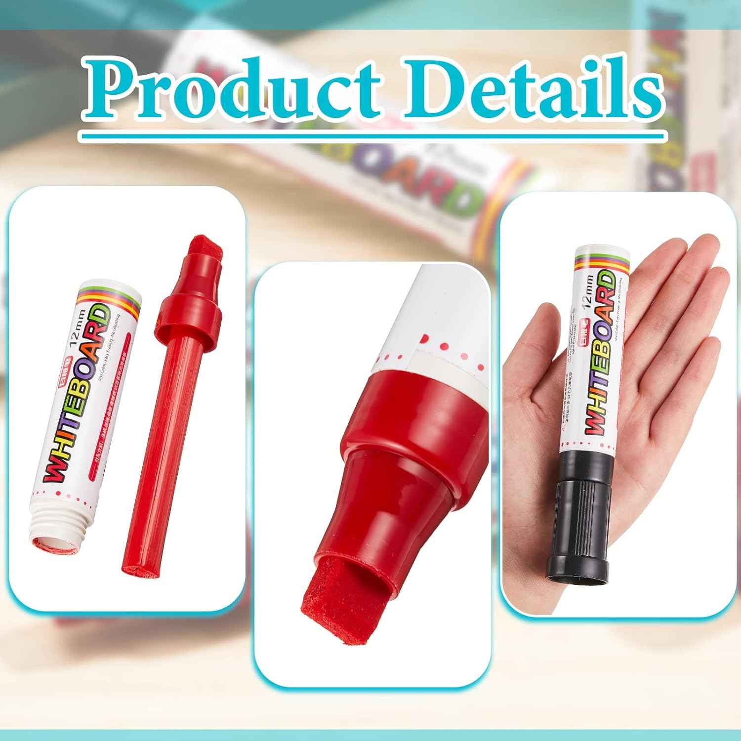 4 Pack Extra Thick Dry Erase Markers WhiteBoard Markers 12mm Big Nib