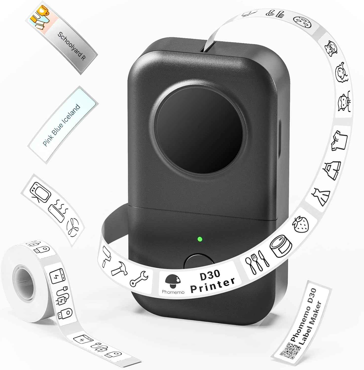 Phomemo D30 1/2 Inch Sticker Label Maker Machine Printer Black