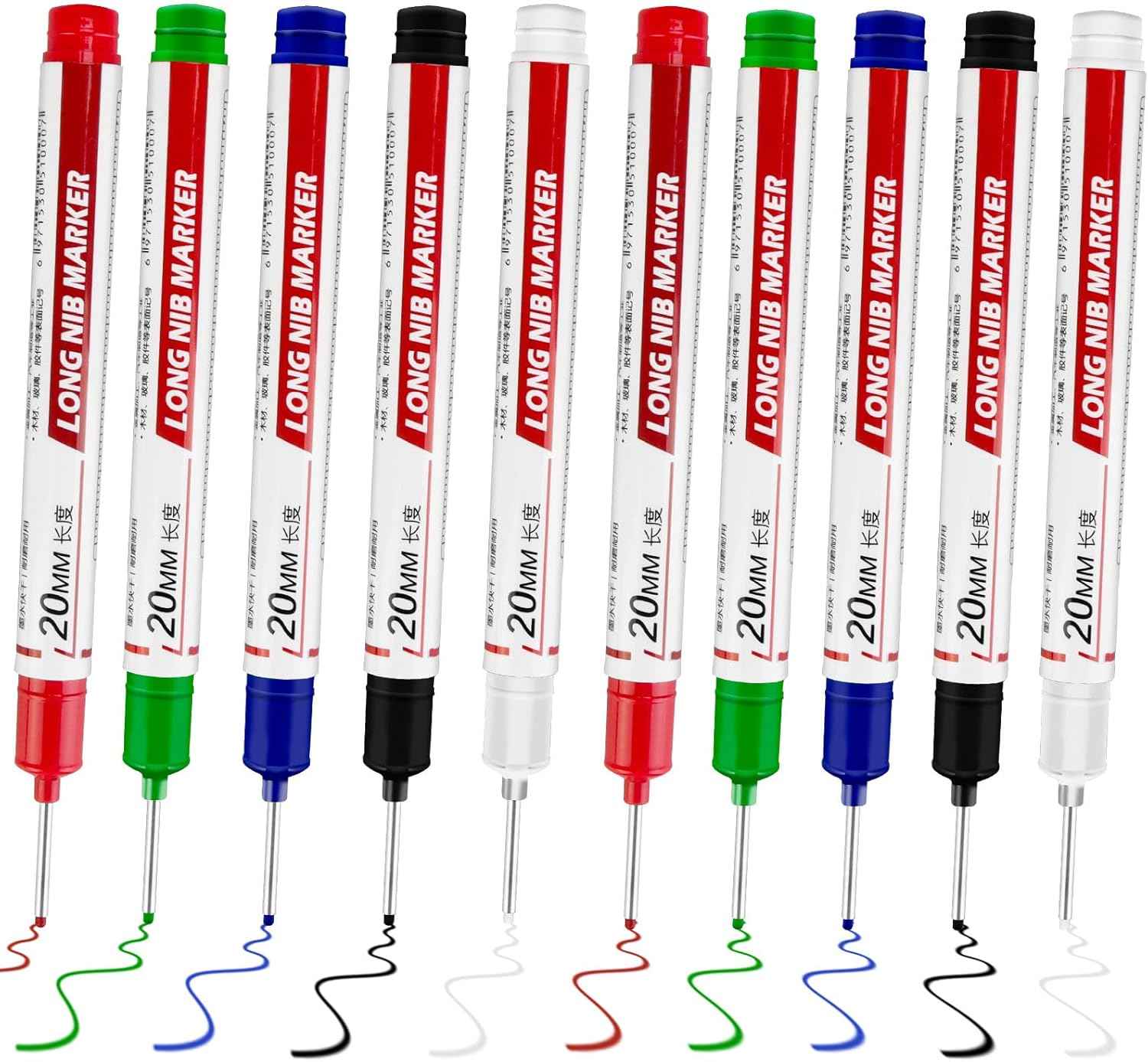 10Pcs Long Head Deep Hole Marker - Long Nib Marker Pen