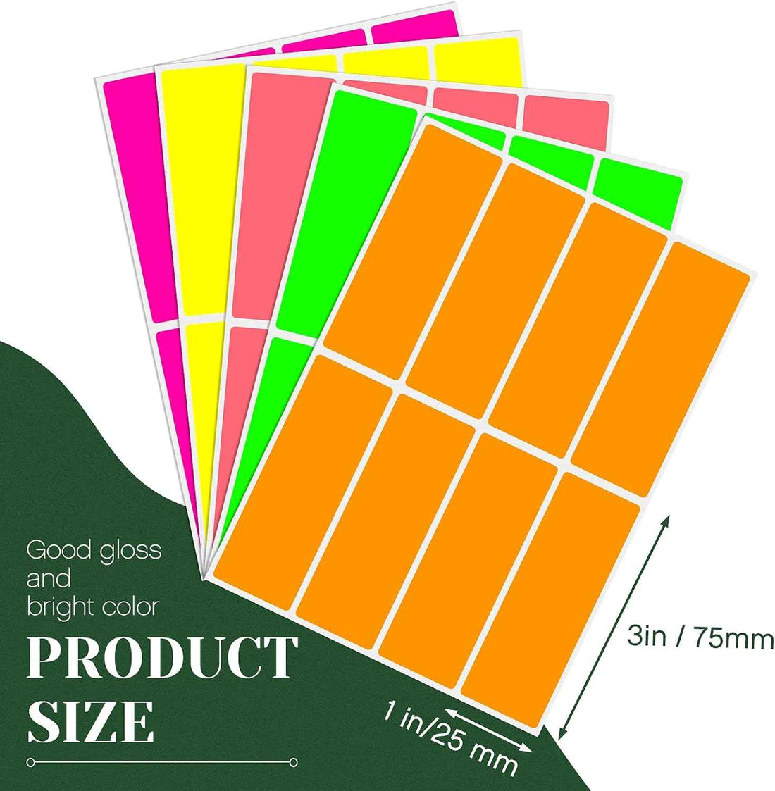 640Pcs Rectangular Color Coding Label Stickers 3 x 1 inch A