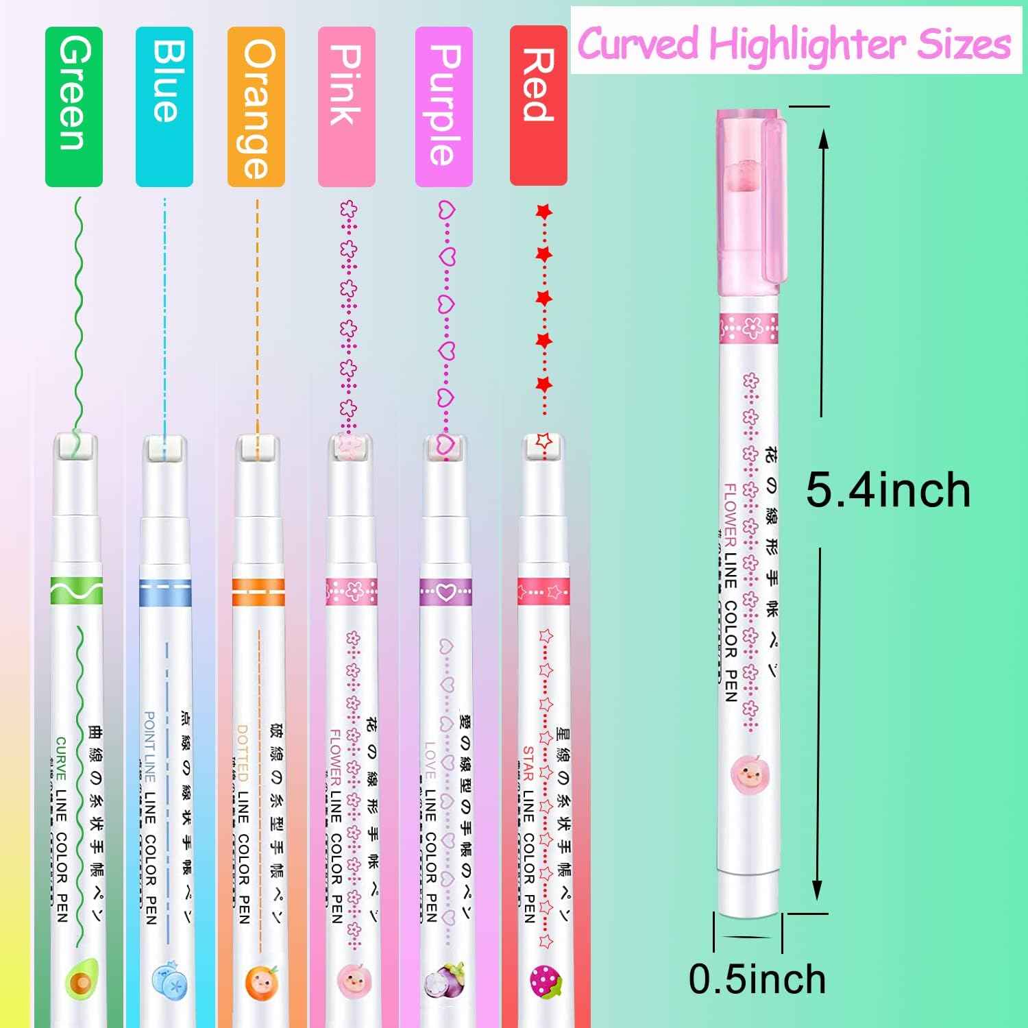 6pcs Curve Highlighter Craft Pens 2 Pack
