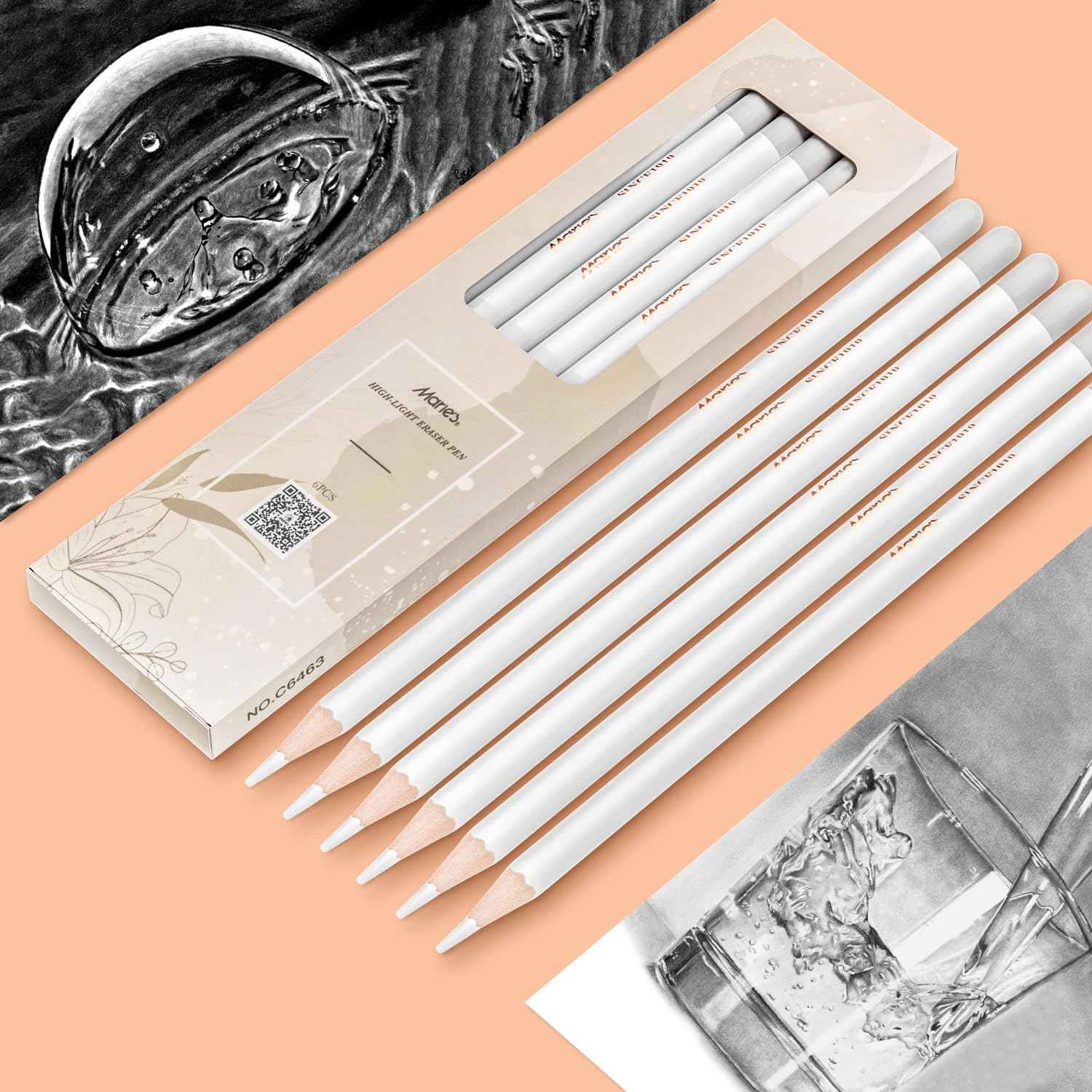 Marie’s Professional Eraser Drawing Pencil 6 Pack
