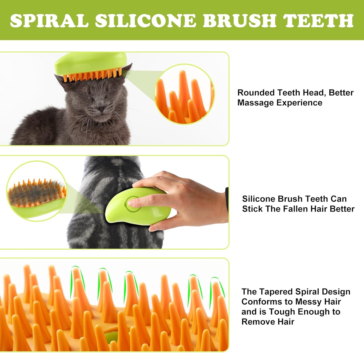 3 in 1 Cat Steam Brush Pet Hair Remover Misting Comb 2 Pack