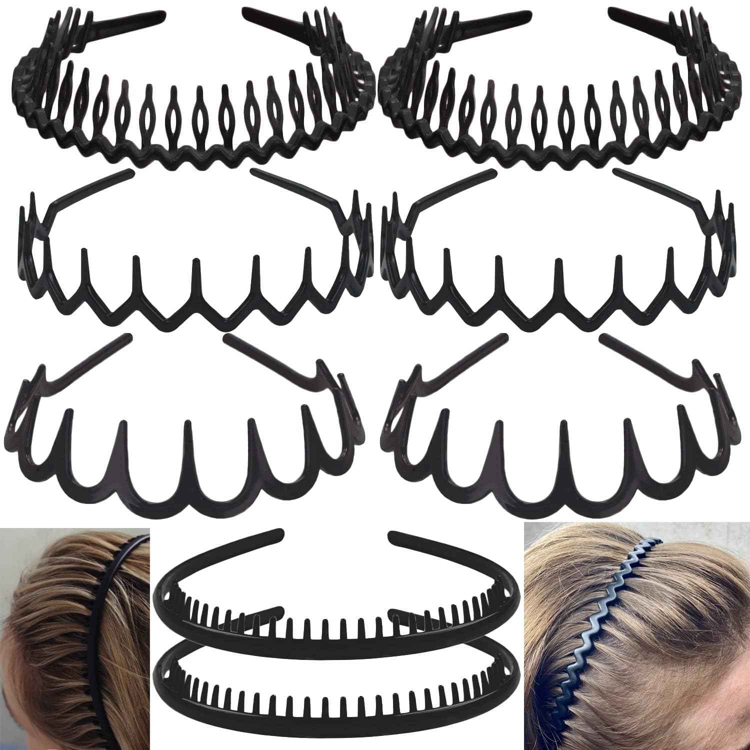 8PCS Fashion Effortless Plastic Headbands with Teeth Comb F