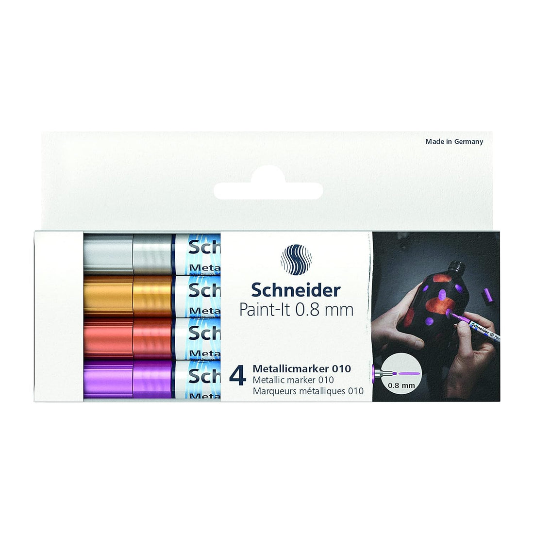 Schneider Paint-It 010 Metallic Markers,0.8mm,4 Assorted Colors A