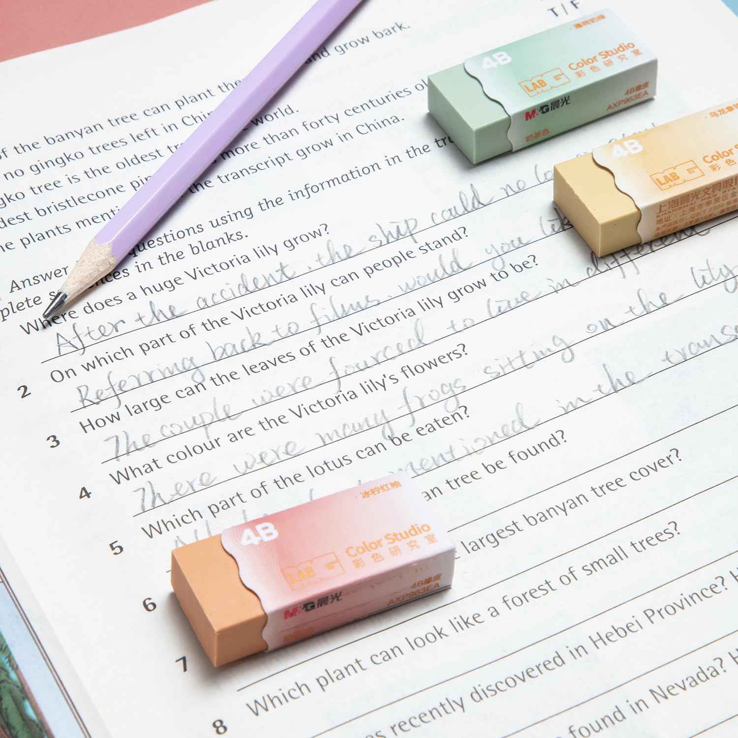 M&G 6Pcs Pencil Erasers Milk Tea Color Rectangular Art Erasers