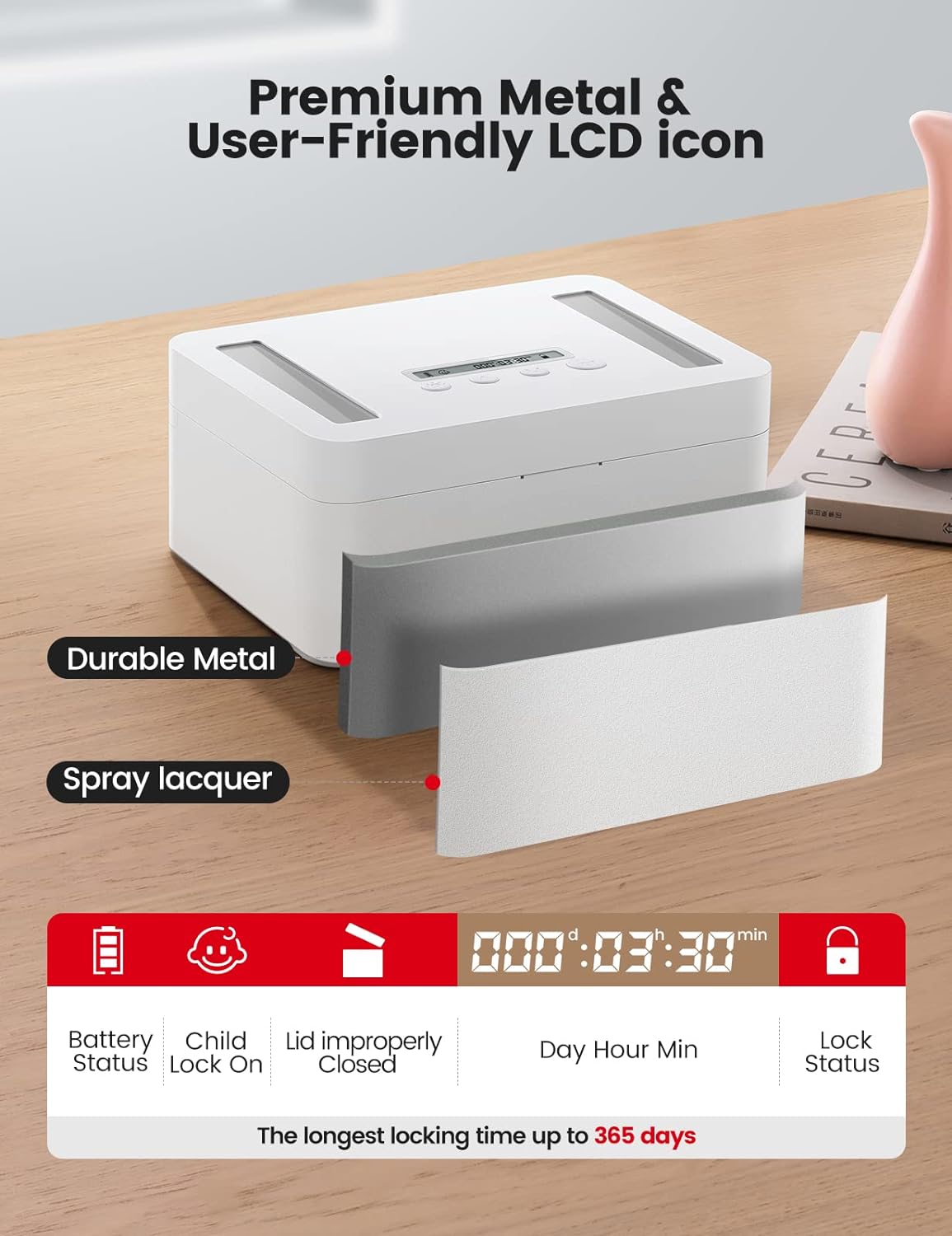 Metal Timed Lock Box,Self-Control Timer Locker