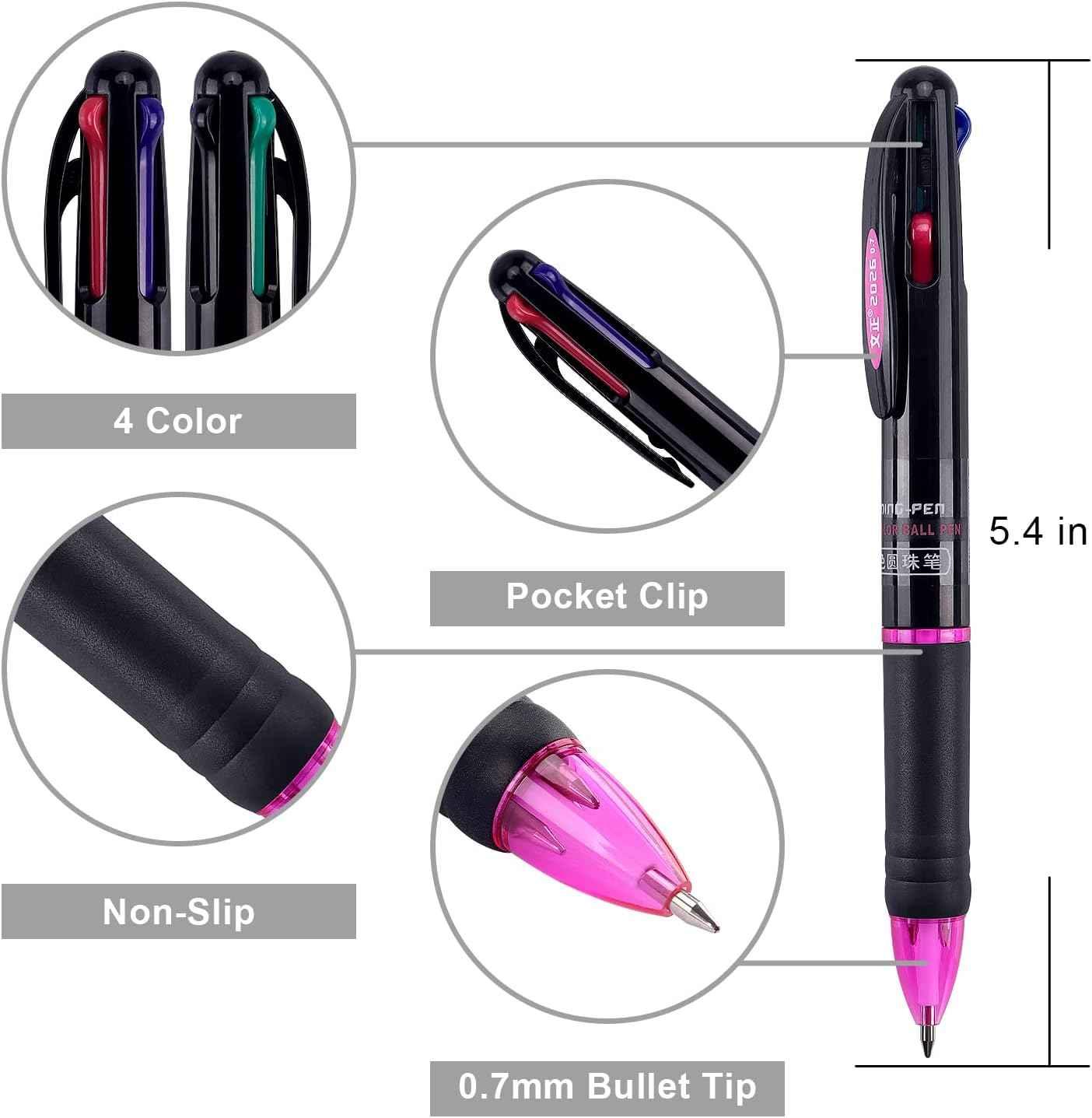 Multicolor Ballpoint Pens 4in1 0.7mm Retractable Gift Pens