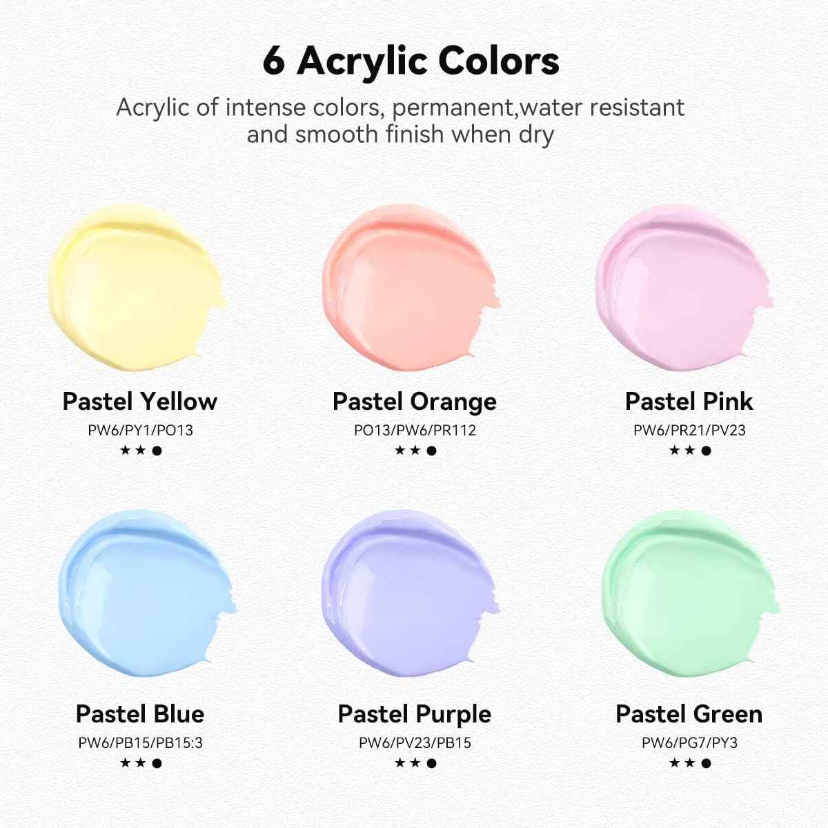 6 Acrylic Paint Art Supplies Set,75 ml Tubes,Macron Color