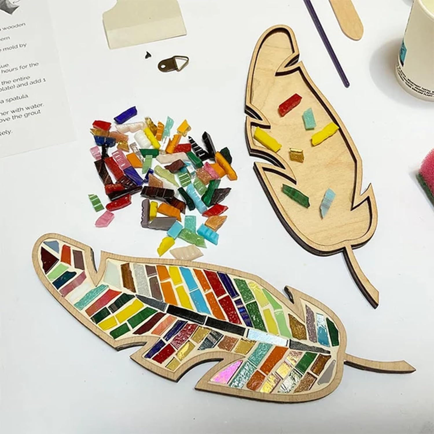 DIY Mosaic Wood Craft Kits for Kids & Adults Leaf C