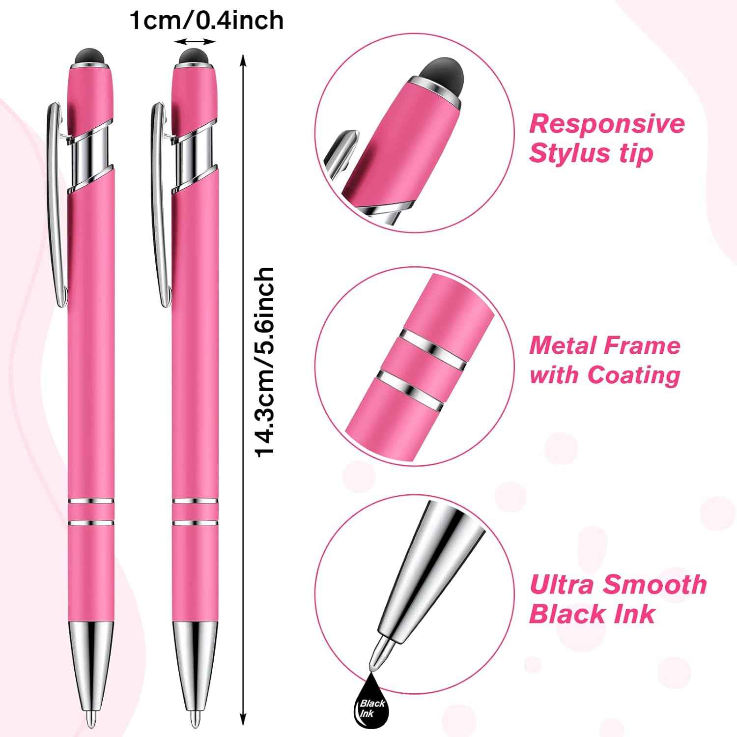 38Pcs Rubberized Ballpoint Pen with Stylus Tip for Touch Screen Devices