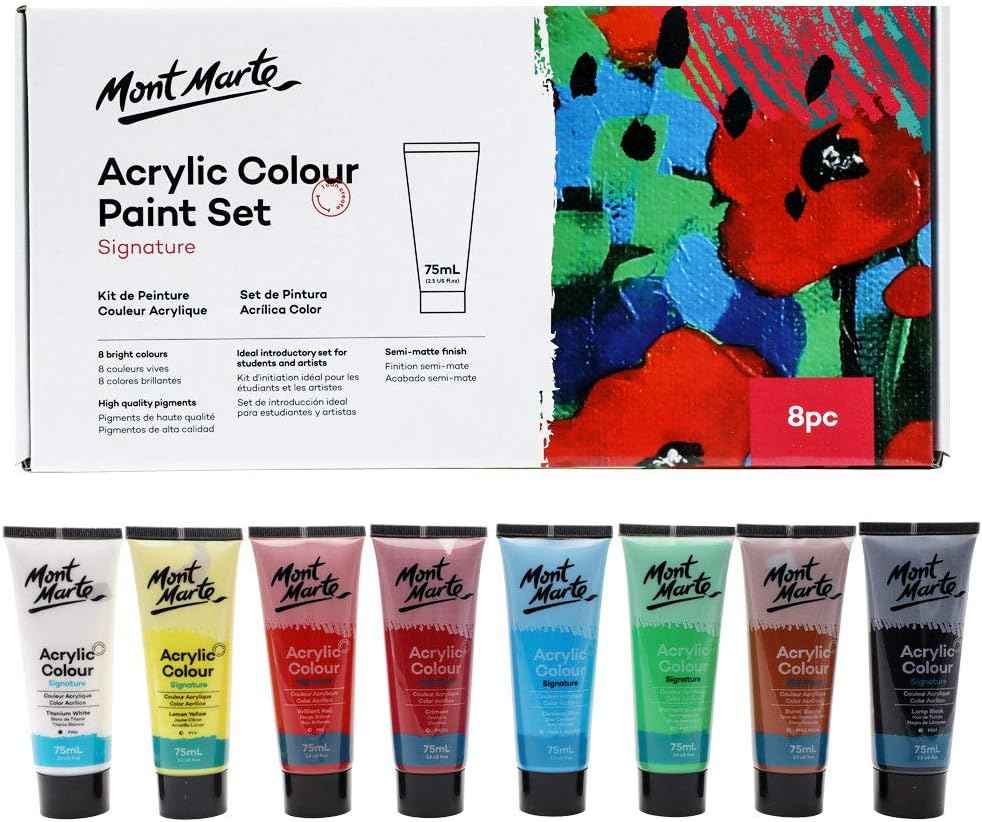 MONT MARTE Signature Acrylic Color Paint Set,8 Colors 75ml Tube