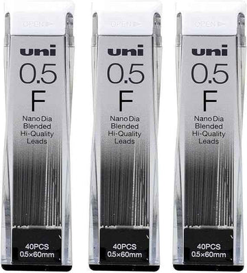 Uni Mechanical Pencil Lead,Nano Dia,0.5mm F 3 Pack