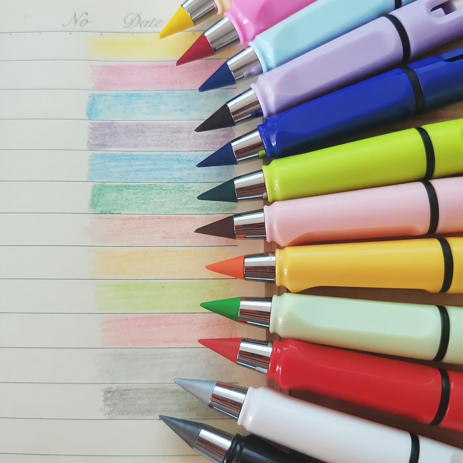 12 Colored Forever Pencils with 12 Replacement Nib