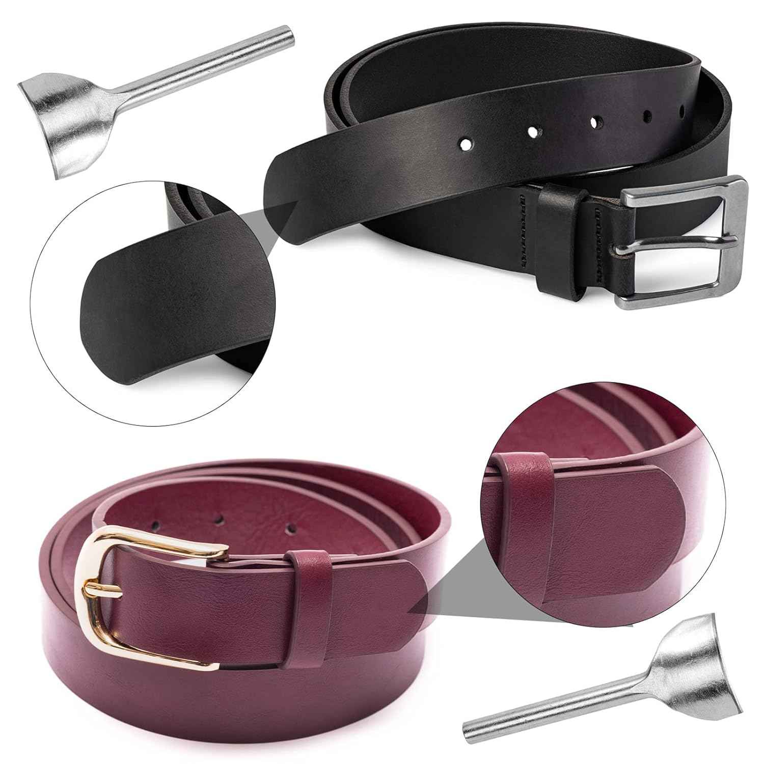 1/4 round leather edge cutter punch for belts, silver steel from 10–40mm set