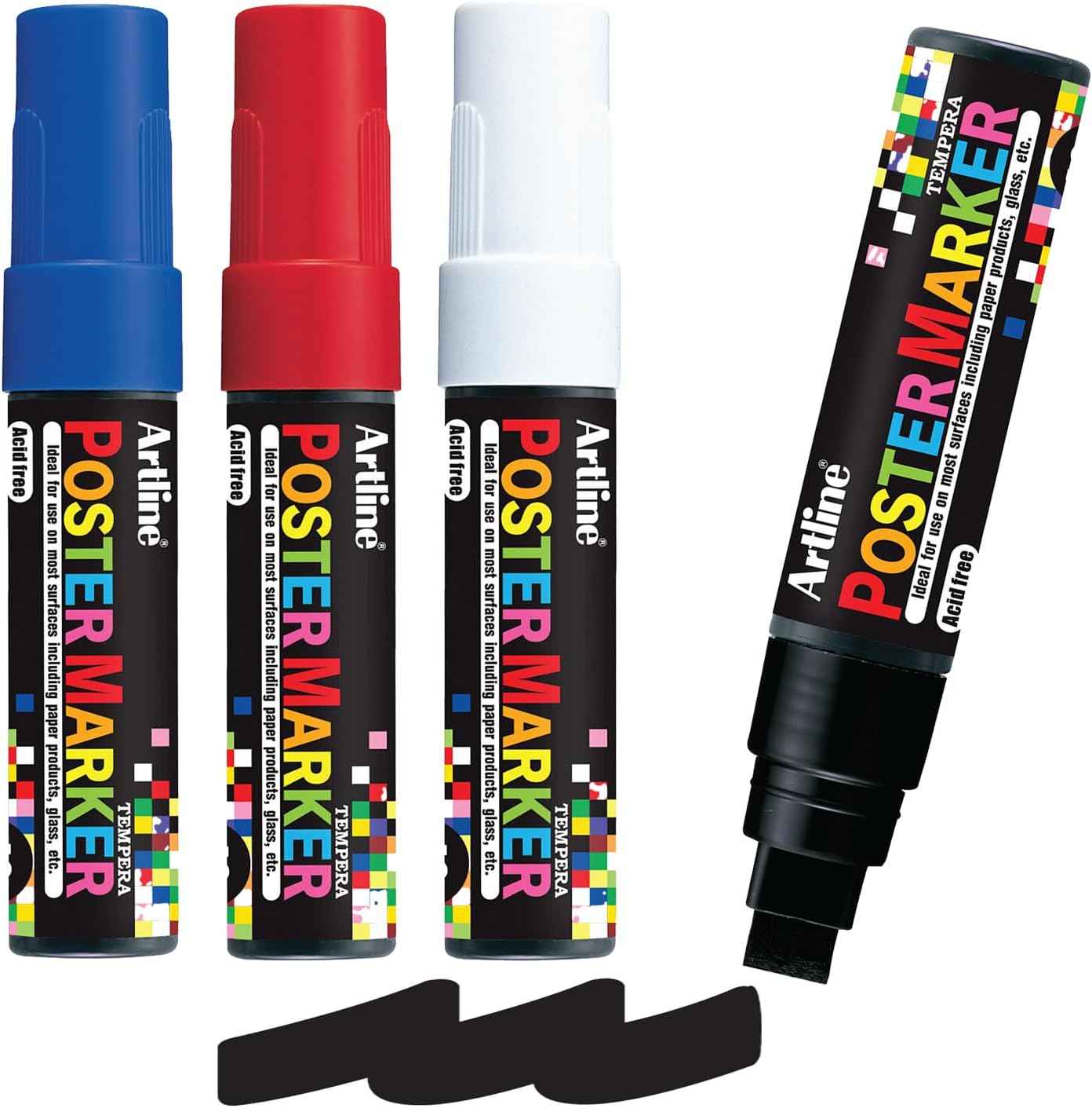 Artline EPP-12 Poster Markers | 12.0mm Flat Tip | 2 Pack 4 Mixed Color