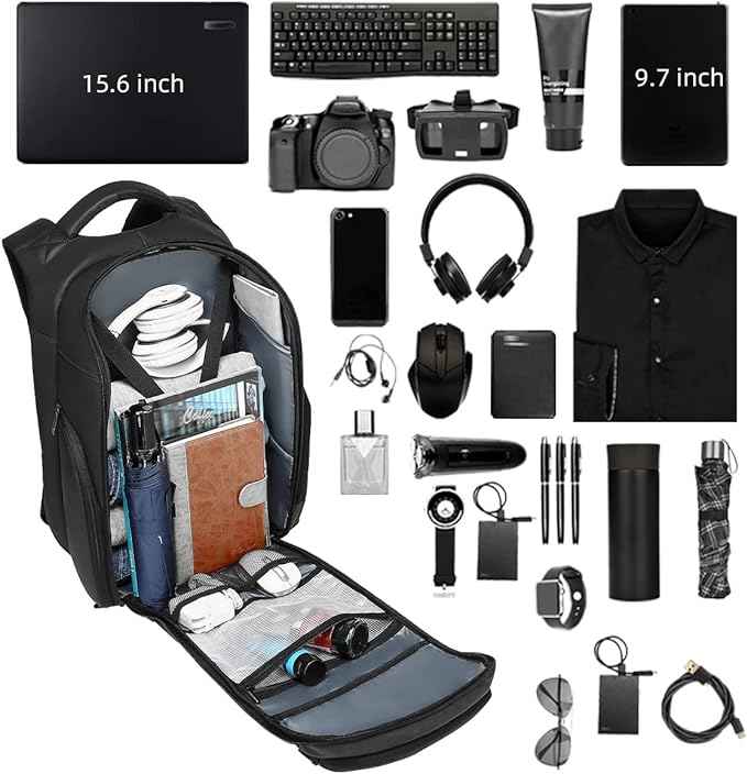 Eurcool Laptop Backpack for Men,15.6 inch Travel Business Anti-theft Black Bag