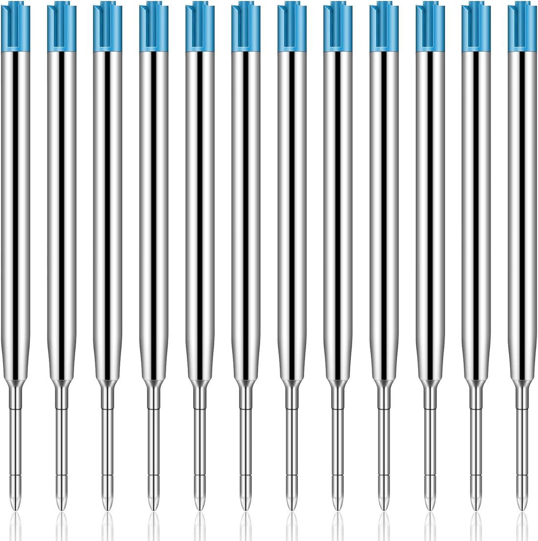 12pcs Metal Ballpoint Pen Refills Black Blue Ink 1.0mm Blue