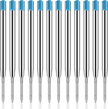 12pcs Metal Ballpoint Pen Refills Black Blue Ink 1.0mm Blue