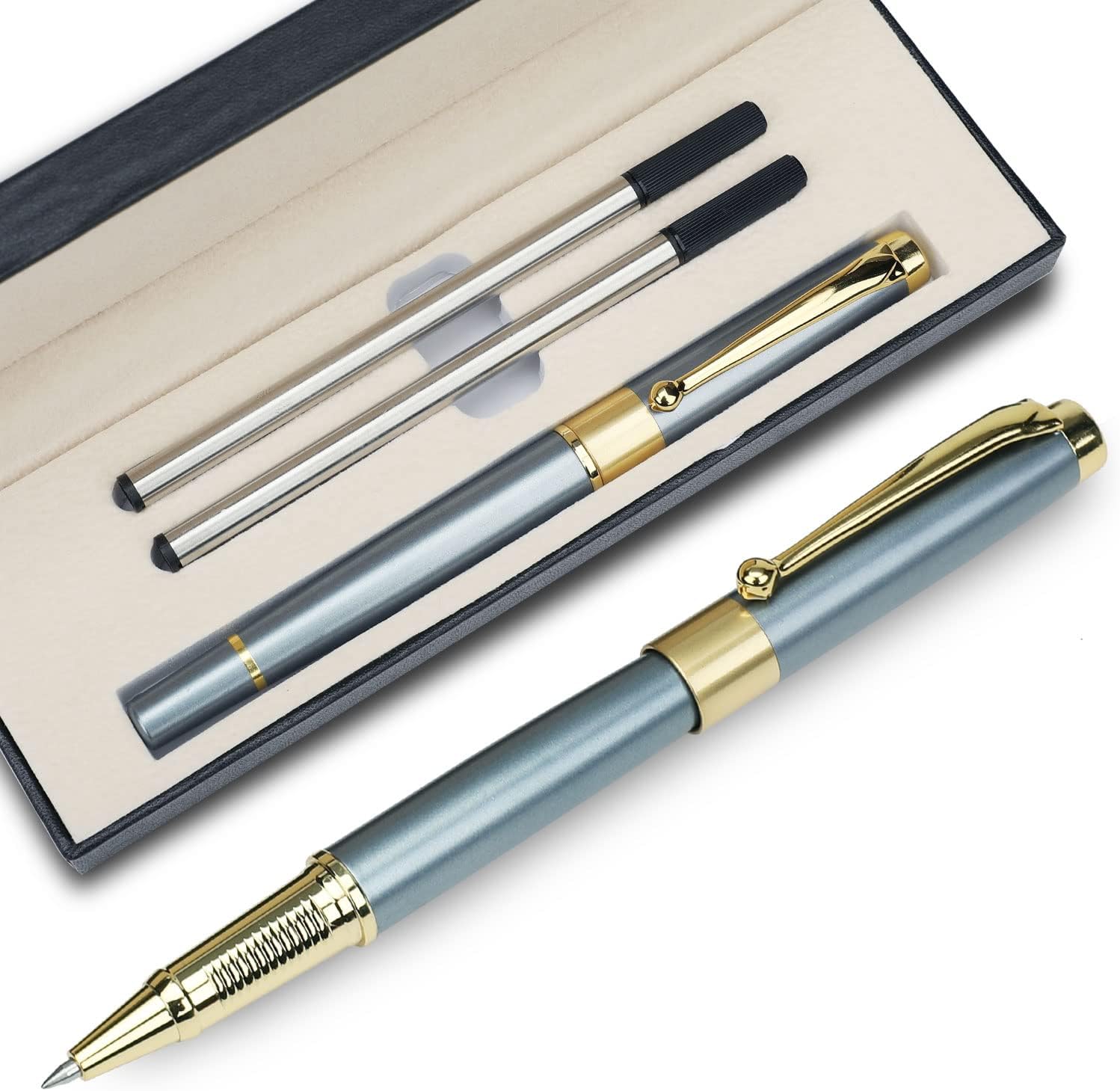 Luxury Ballpoint Pen Black Ink 0.5mm with 2 Refills Blue