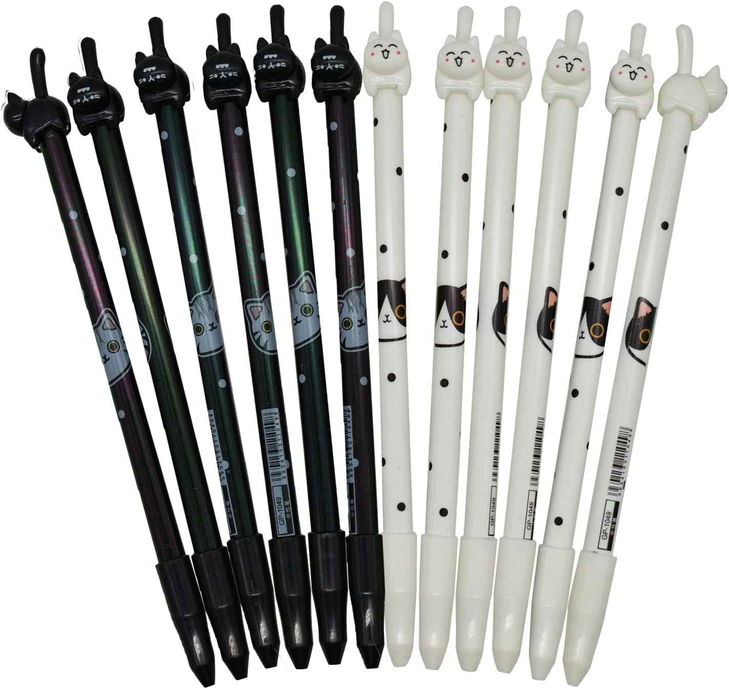 12PCS Cat Tail Cat Face Gel Pens