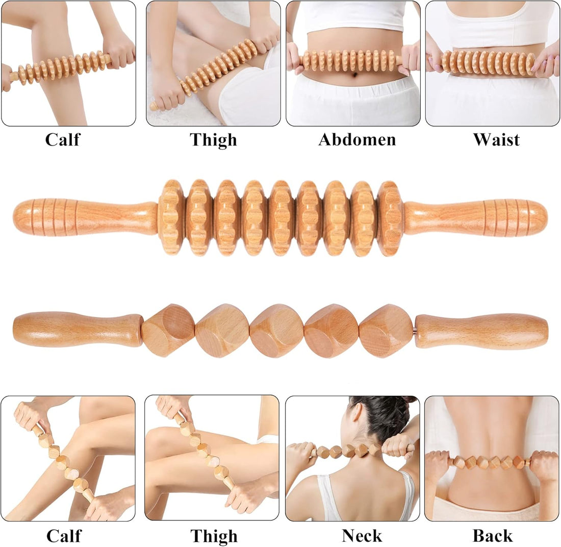 Lymphatic Drainage Wooden Therapy Massage Tools 5 Pack