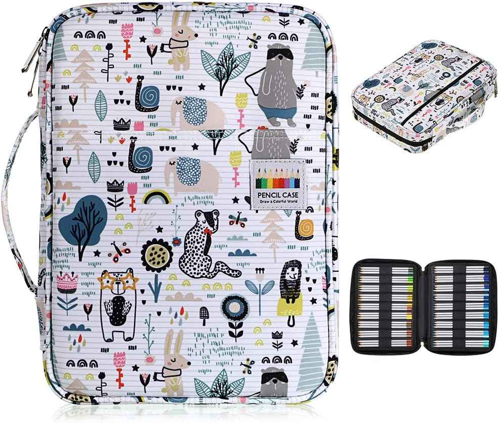 Portable Colored Pencil Case - Holds 166 Pencils or 112 Gel Pens Animal