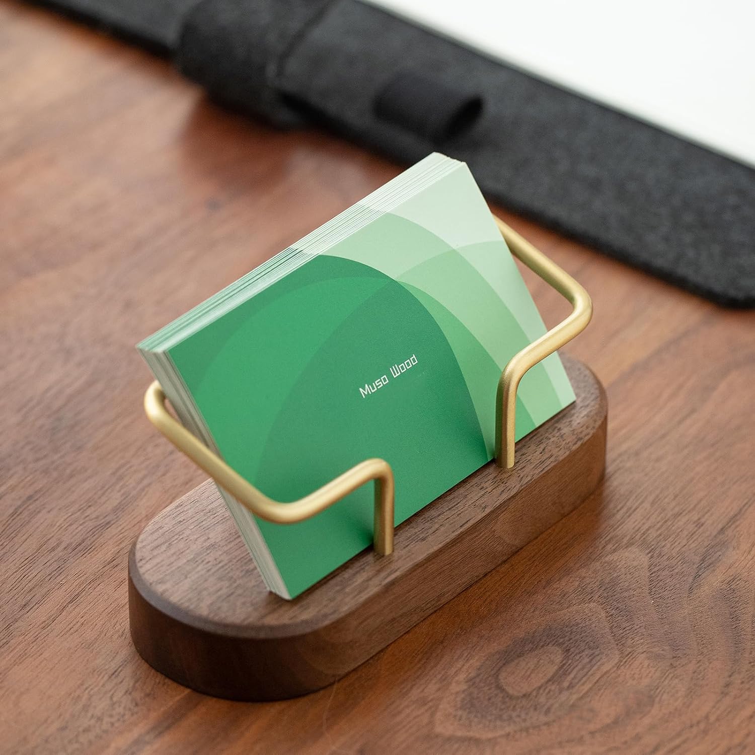Wooden Business Card Holder for Office Desk