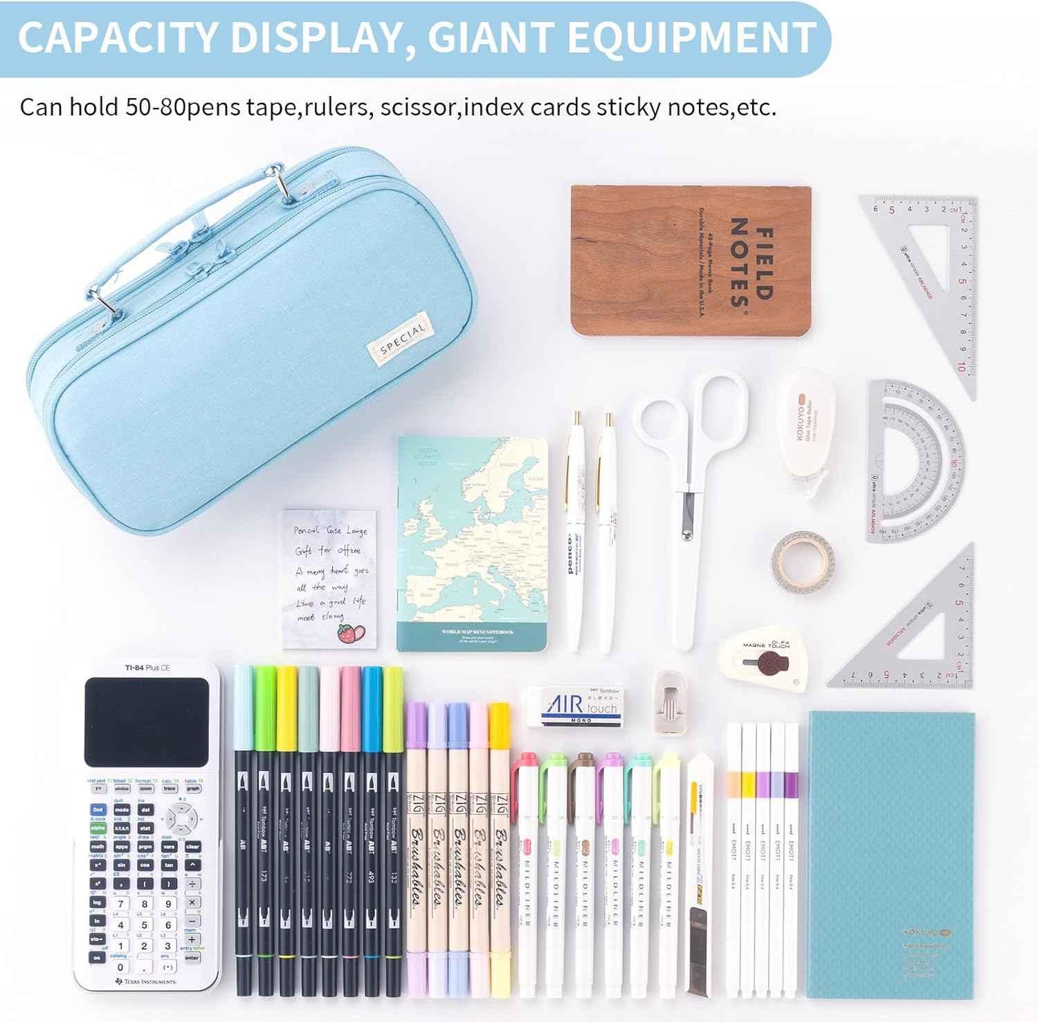 Large capacity pencil case Pencil Pouch Double Zipper Storage Bag