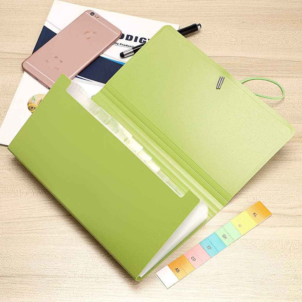 KOBEST 13 Pockets Expanding File Folder for Receipts Coupons Cards