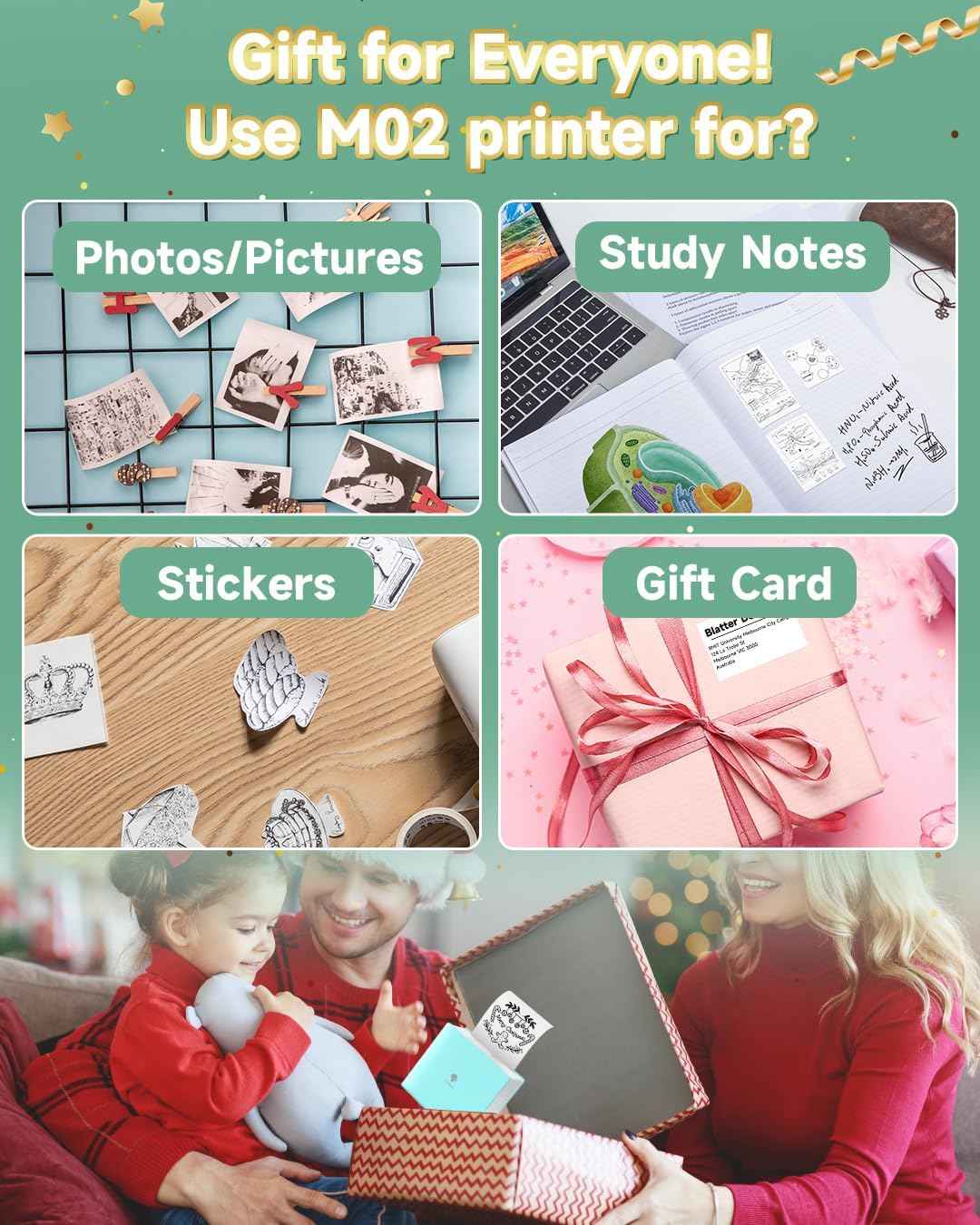 Phomemo M02 Sticker Printer Portable Thermal Label Printer with 1 Roll Paper Pink