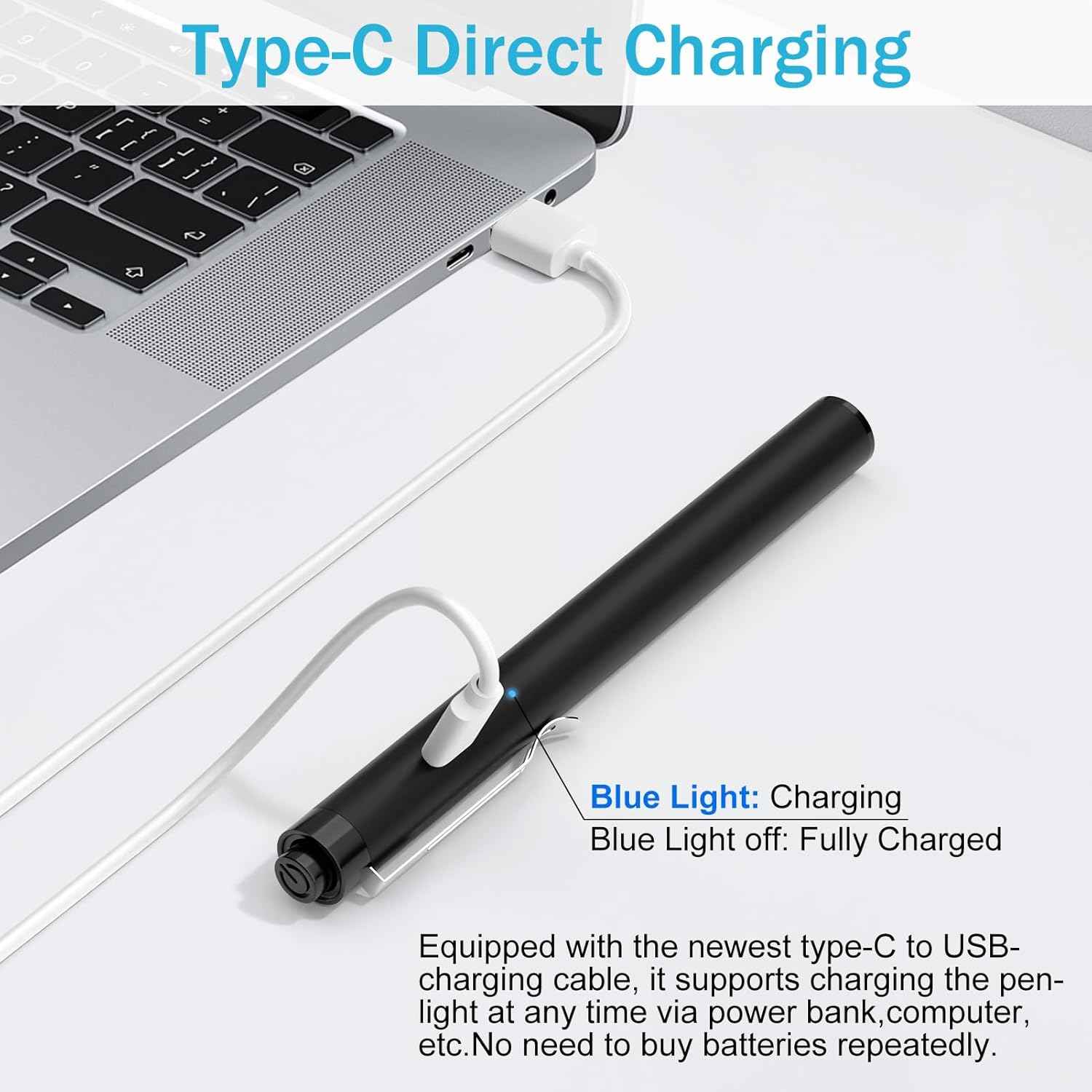 Rechargeable LED Medical Pen Lights for Nurse 2 Pack
