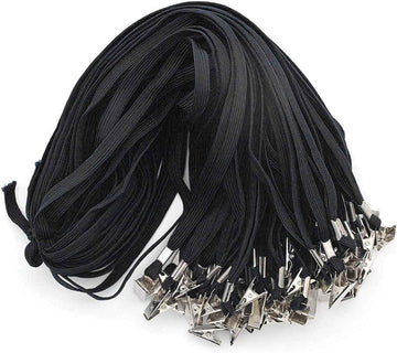 50PCS 32-Inch Flat Lanyards with Badge Clip Black